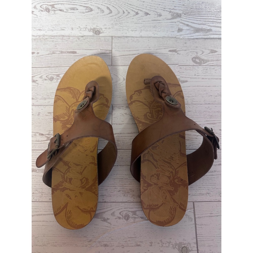 Blowfish Malibu Brown Beach Bohemian Braided T-Strap Thong Sandals Flat Size 6 - Picture 2 of 8